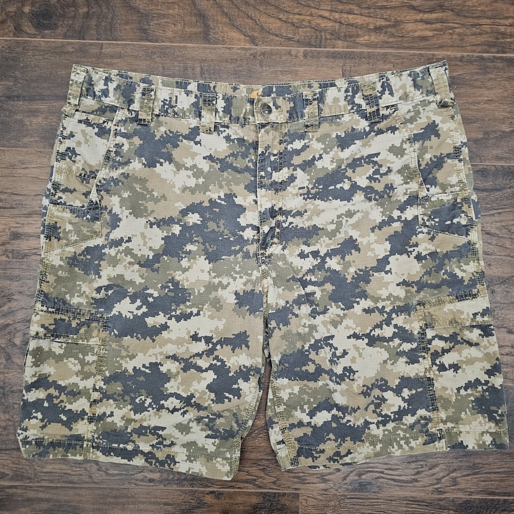 Carhartt Cargo Shorts Mens 44 Brown Digital Camo‎ Relaxed Fit